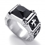 Cross Black Rhinestone Titanium Ring 20785