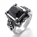 Black Rhinestone Titanium Ring 20786