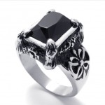 Black Rhinestone Titanium Ring 20786