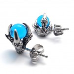 Claw Blue Gem Titanium Earrings 20472