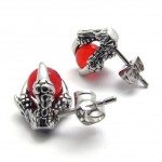 Claw Red Gem Titanium Earrings 20473