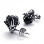 Claw Black Gem Titanium Earrings 20474