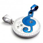 Blue Musical Note Lovers Titanium Pendant 20441