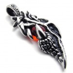 Wings Red Gem Titanium Pendant 20449