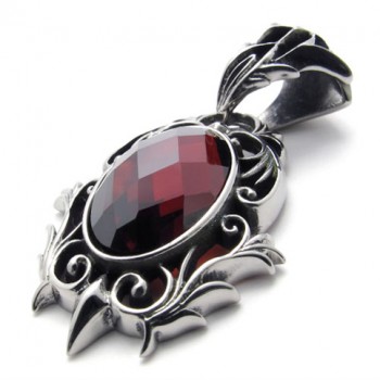 Red Gemstone Titanium Pendant 20451