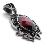 Red Gemstone Titanium Pendant 20451