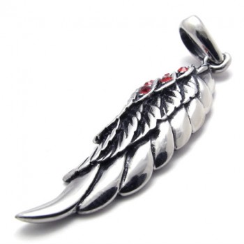 Feather Red Rhinestone Titanium Pendant 20456