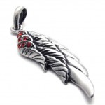 Feather Red Rhinestone Titanium Pendant 20456