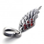 Feather Red Rhinestone Titanium Pendant 20456