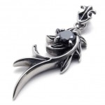 Black Rhinestone Mermaid Titanium Pendant 20458