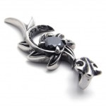 Black Rhinestone Mermaid Titanium Pendant 20458