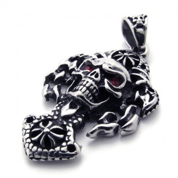 Skull with Red Rhinestone Titanium Pendant 20548