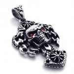 Skull with Red Rhinestone Titanium Pendant 20548