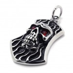 Skull With Red Rhinestone Titanium Pendant 20648