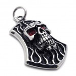 Skull With Red Rhinestone Titanium Pendant 20648