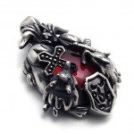 Cross Red Gem Titanium Pendant 20650