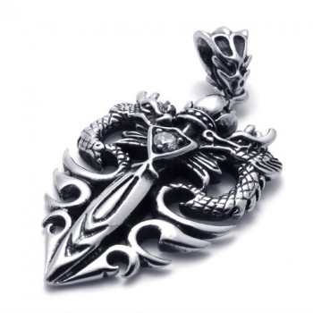 Two-dragon Dagger Titanium Pendant 20691