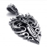 Two-dragon Dagger Titanium Pendant 20691