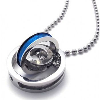 Blue Accent Multiple Rings Lovers Titanium Pendant 20967