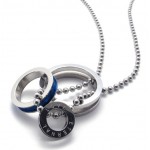 Blue Accent Multiple Rings Lovers Titanium Pendant 20967