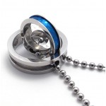 Blue Accent Multiple Rings Lovers Titanium Pendant 20967