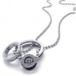 Silver Accent Multiple Rings Lovers Titanium Pendant 20969