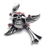 Cross Skull Red Rhinestone Titanium Pendant 20453