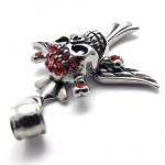 Cross Skull Red Rhinestone Titanium Pendant 20453