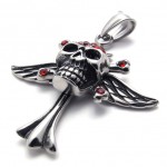 Cross Skull Red Rhinestone Titanium Pendant 20453