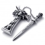 Skull Dagger Titanium Cross Pendant 20541