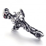 Cross Skull With Red Rhinestone Titanium Pendant 20546