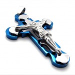 Jesus Blue Titanium Cross Pendant 20558