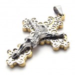 Gold Cross Jesus Titanium Pendant 20754