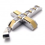 Gold Accent Cross Rhinestone Titanium Pendant 20751