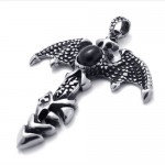 Titanium Bat Pendant with Black Zircon 21035