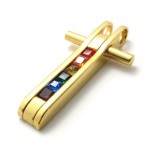 Gold Titanium Pendant with Colorful Zircons 21088