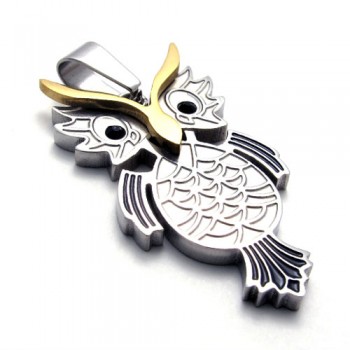 Titanium Siver and Gold Owl Pendant 21130