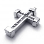 Titanium Cross Pendant with White Zircons 21143