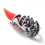 Titanium Pendant with Red Wolf Tooth 21212