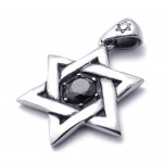 Titanium Lucky Star Pendant with Black Zircon 21334