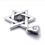 Titanium Lucky Star Pendant with Black Zircon 21334