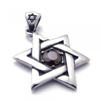 Titanium Lucky Star Red Zircon Pendant 21335