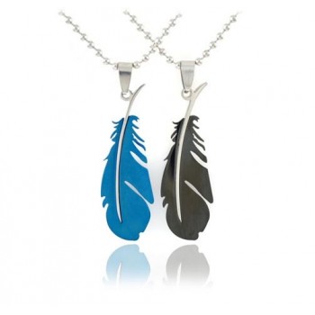 Pure Titanium Lover Couples Necklace Pendants Feather