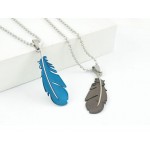 Pure Titanium Lover Couples Necklace Pendants Feather