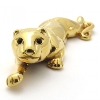 Titanium Gold Lion Pendant with Zircons 21381