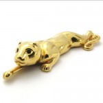 Titanium Gold Lion Pendant with Zircons 21381