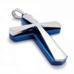 Blue and Titanium Cross Pendat 21430