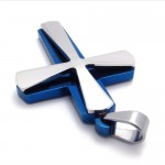 Blue and Titanium Cross Pendat 21430