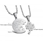 Titanium Silver Clover Lovers Pendants with Rhinestones and Free Chains C599