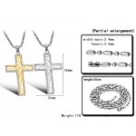 Titanium Gold and Silver Hollow Cross Lovers Pendants and Free Chains C709